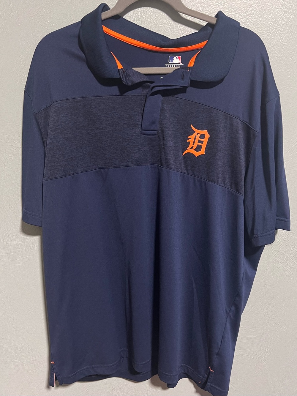 Detroit Tigers Fanatics Base Thief Polo Shirt Men's Size 2XL Navy Blue MLB